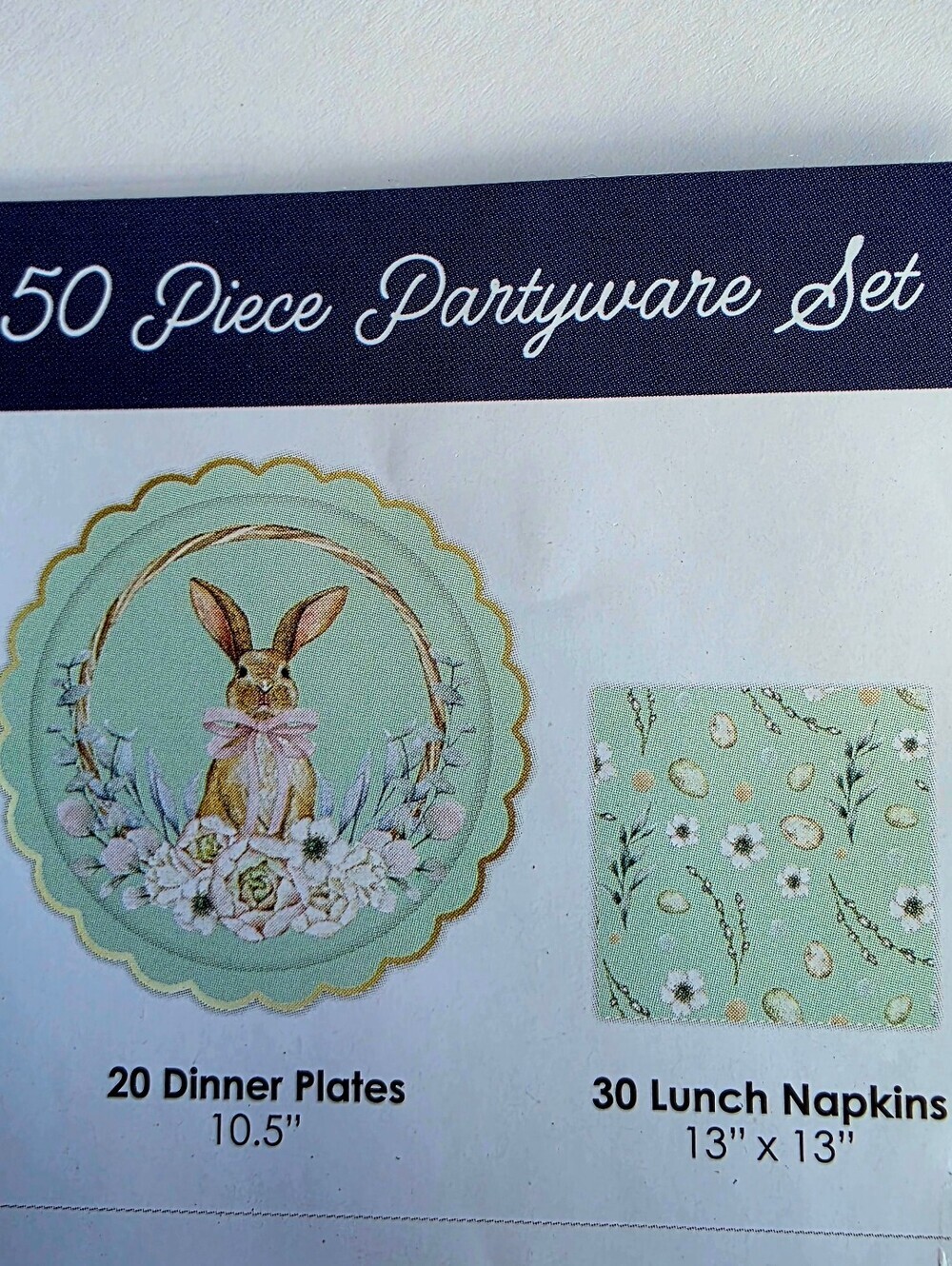 New 50 piece partyware set Easter-themed collection vintage looking, 20 plates